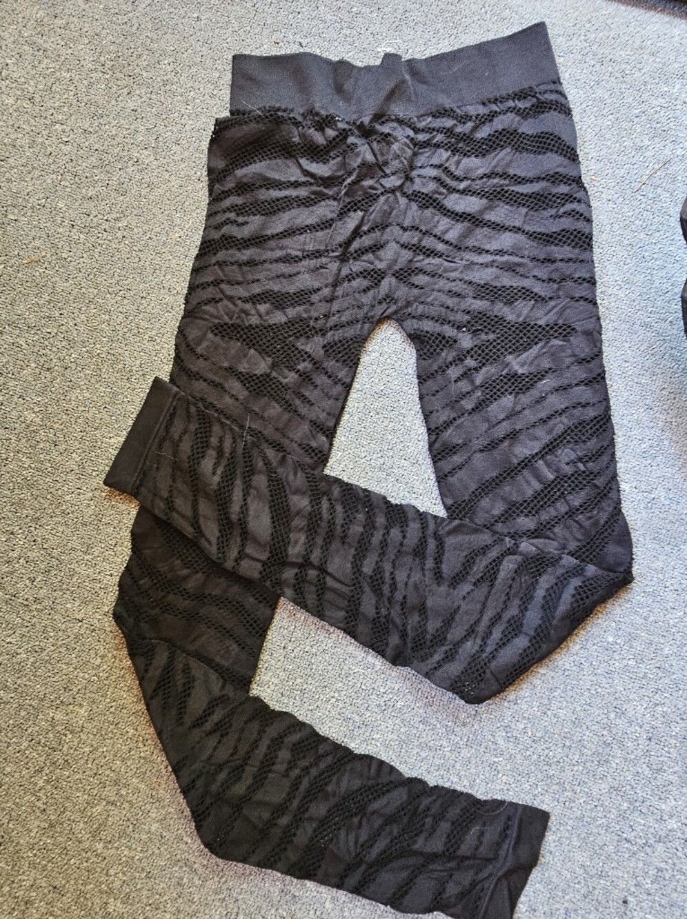 Black Sheer Stripe Pattern Leggings